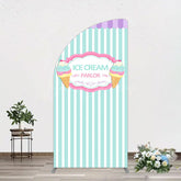 Lofaris Sweet Ice Cream Parlor Happy Birthday Half Moon Arch Backdrop